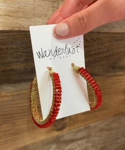 Wanderlust By Abby Red And Gold Hoops