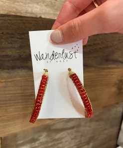 Wanderlust By Abby Red And Gold Hoops