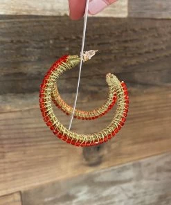 Wanderlust By Abby Red And Gold Hoops
