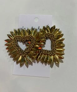 Wanderlust By Abby Gold Burst Heart Earrings