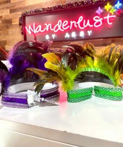 Wanderlust By Abby Mardi Gras Feather Crown NEW