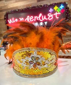 Wanderlust By Abby Mardi Gras Feather Crown NEW