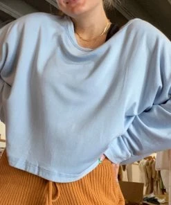 Wanderlust By Abby NEW Baby Blue Open Back Sweatshirt