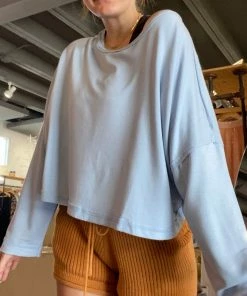 Wanderlust By Abby NEW Baby Blue Open Back Sweatshirt