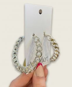 Wanderlust By Abby Flat Chain Hoops NEW