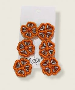 Wanderlust By Abby Orange Triple Flower Earrings