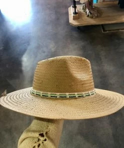 Wanderlust By Abby NEW Tan Straw Hat With Colored Trim
