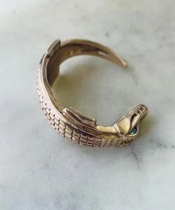 Mimosa Handcrafted Mimosa Alligator Cuff With Turquoise Eyes NEW 5 Mimosa Handcrafted Mimosa Alligator Cuff With Turquoise Eyes NEW