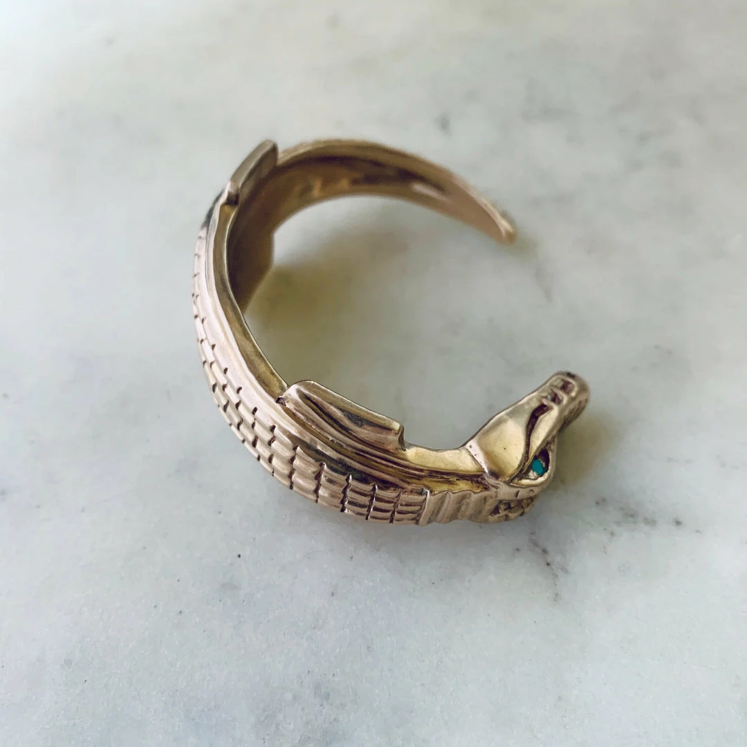 Mimosa Handcrafted Mimosa Alligator Cuff With Turquoise Eyes NEW 4 Mimosa Handcrafted Mimosa Alligator Cuff With Turquoise Eyes NEW