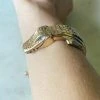 Mimosa Handcrafted Mimosa Alligator Cuff With Turquoise Eyes NEW