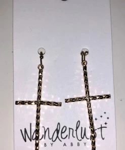 Wanderlust By Abby NEW Gold Cross Dangle Earrings