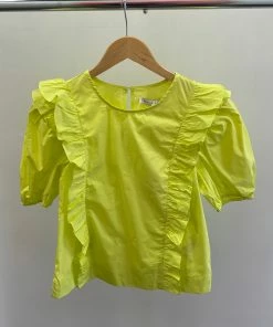 Wanderlust By Abby Ruffle Detail Short Puff Sleeve Top NEW