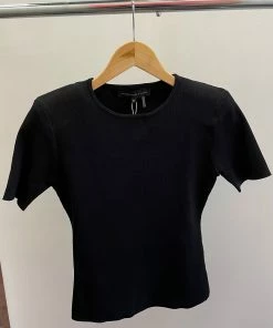 Wanderlust By Abby NEW Black Shoulder Pad Knit Top