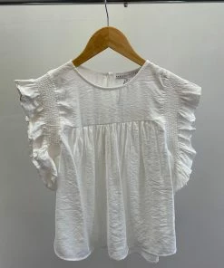 Wanderlust By Abby White Ruffle Detail Top NEW
