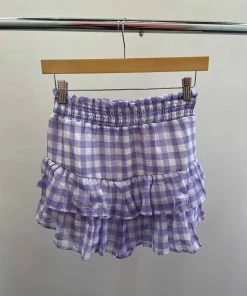Wanderlust By Abby Lilac Gingham Print Shorts NEW