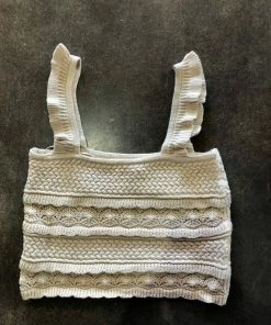 Wanderlust By Abby Knit Jacquard Sweater Sleeveless Crop Top SALE