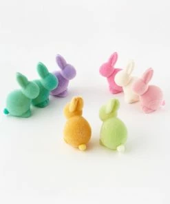 Wanderlust By Abby Flocked Pastel Seated Bunny NEW