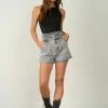 Wanderlust By Abby NEW Grey Wash Hi-Waist Denim Shorts