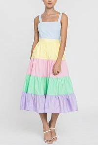 Wanderlust By Abby Pastel Colorblock Dress NEW
