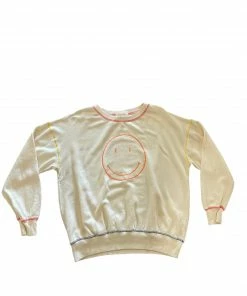 Wanderlust By Abby Smiley Face Stitched Crewneck NEW