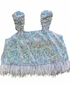 Queen Of Sparkles QOS Floral Sequin Feather Tank