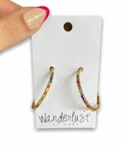 Wanderlust By Abby NEW Bedazzled Rainbow Hoops