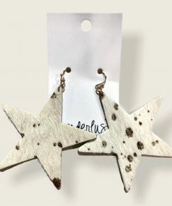 Wanderlust By Abby Cowhide Star Earrings
