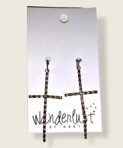 Wanderlust By Abby NEW Gold Cross Dangle Earrings