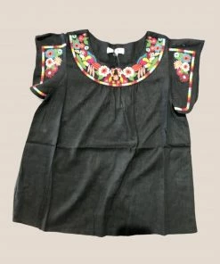 Wanderlust By Abby NEW Embroidered Short Sleeve Top