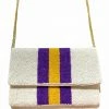 Wanderlust By Abby NEW Purple And Gold Stripe Beaded Bag