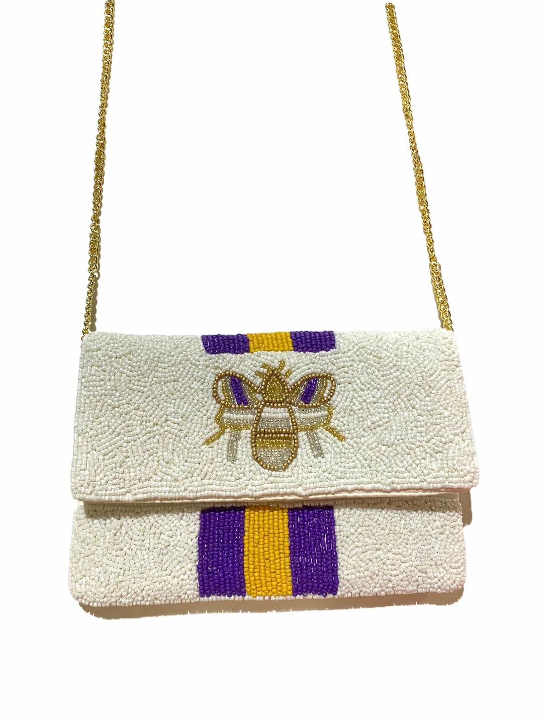 Wanderlust By Abby Purple And Gold Stripe With Bee Beaded Purse 3 Wanderlust By Abby Purple And Gold Stripe With Bee Beaded Purse