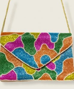 Wanderlust By Abby Multicolor Camo Beaded Purse NEW