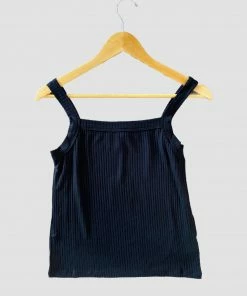 Wanderlust By Abby Ribbed Black Tank