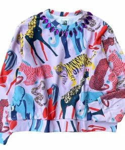 Queen Of Sparkles NEW Jewel Jungle Rhinestone Printed Sweatshirt