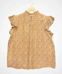 Wanderlust By Abby Cheetah Flutter Sleeve Top