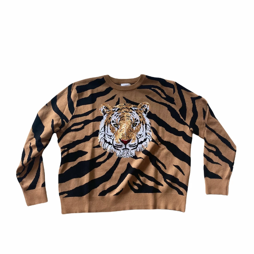 Queen Of Sparkles Tiger Print Tiger Head Sweater 3 Queen Of Sparkles Tiger Print Tiger Head Sweater