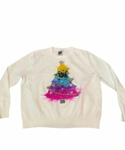 Queen Of Sparkles Rainbow Feather Christmas Tree Sweater