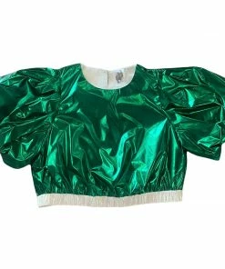 Queen Of Sparkles QOS Green Metallic Top NEW