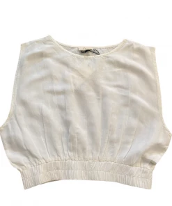 Wanderlust By Abby White Boatneck Crop Top NEW