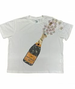 Queen Of Sparkles White Popping Champagne Tee
