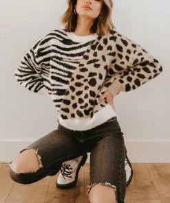 Wanderlust By Abby CLOTHING Color Block Animal Print Sweater