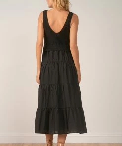 Wanderlust By Abby NEW Woven/Knit Tiered Maxi Dress