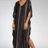 Wanderlust By Abby NEW Black & Melon Stripe Kaftan