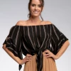 Wanderlust By Abby NEW Black Striped Off Shoulder Top