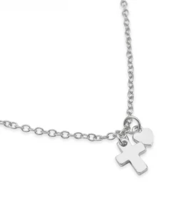Lucky Feather Cross & Heart Necklace NEW