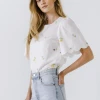 Wanderlust By Abby NEW Embroidery Scallop Edge Top