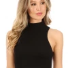 Wanderlust By Abby Ribbed Mock Neck Crop Top NEW