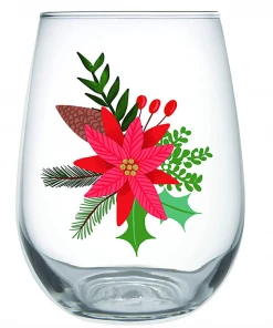Wanderlust By Abby Poinsetta Stemless Wine Glass