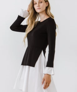 Wanderlust By Abby Poplin Combo Knit Dress