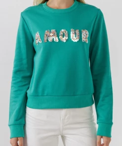 Wanderlust By Abby Amour Bedazzled Sweatshirt NEW